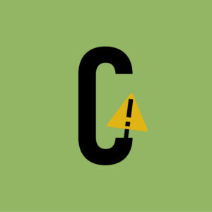 Ein C mit einem gelben dreieckigen Schild, in dem ein Ausrufezeichen ist.